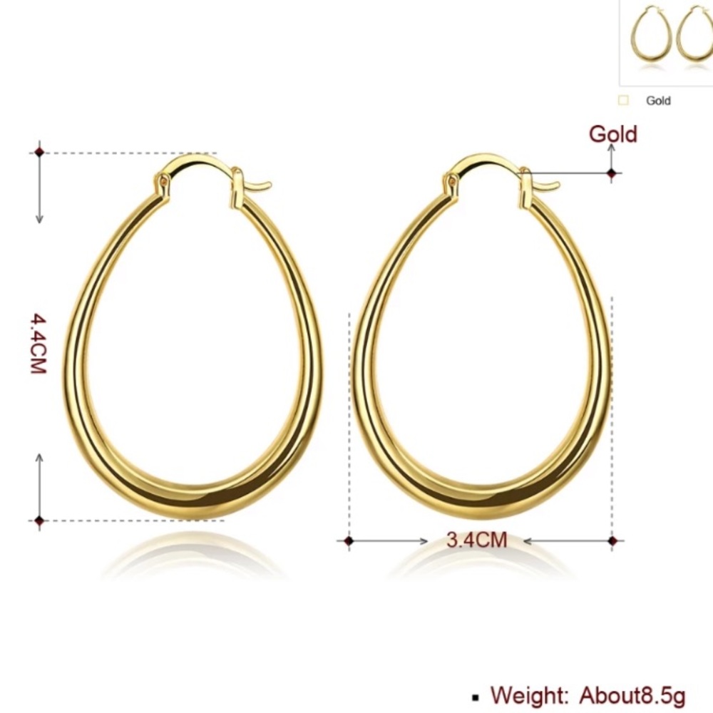 Yellow gold plated hoop earrings - Picture 3 of 5